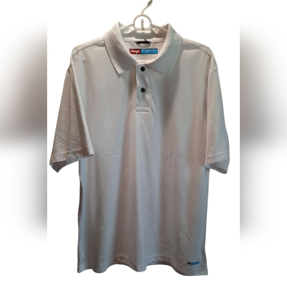 Wrangler Shirt Men Large White Polo Breathe-Dri Sporty Athleisure Preppy Outdoor